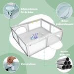 Erdvus maniežas su čiužiniu ir 50 žaidimo kamuoliukų (Šviesiai pilka) – Paveikslėlis 3
