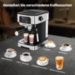 Espresso kavos aparatas su 20 barų slėgiu ir pieno putų plakikliu (Juoda) – Paveikslėlis 3