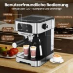 Espresso kavos aparatas su 20 barų slėgiu ir pieno putų plakikliu (Juoda) – Paveikslėlis 5