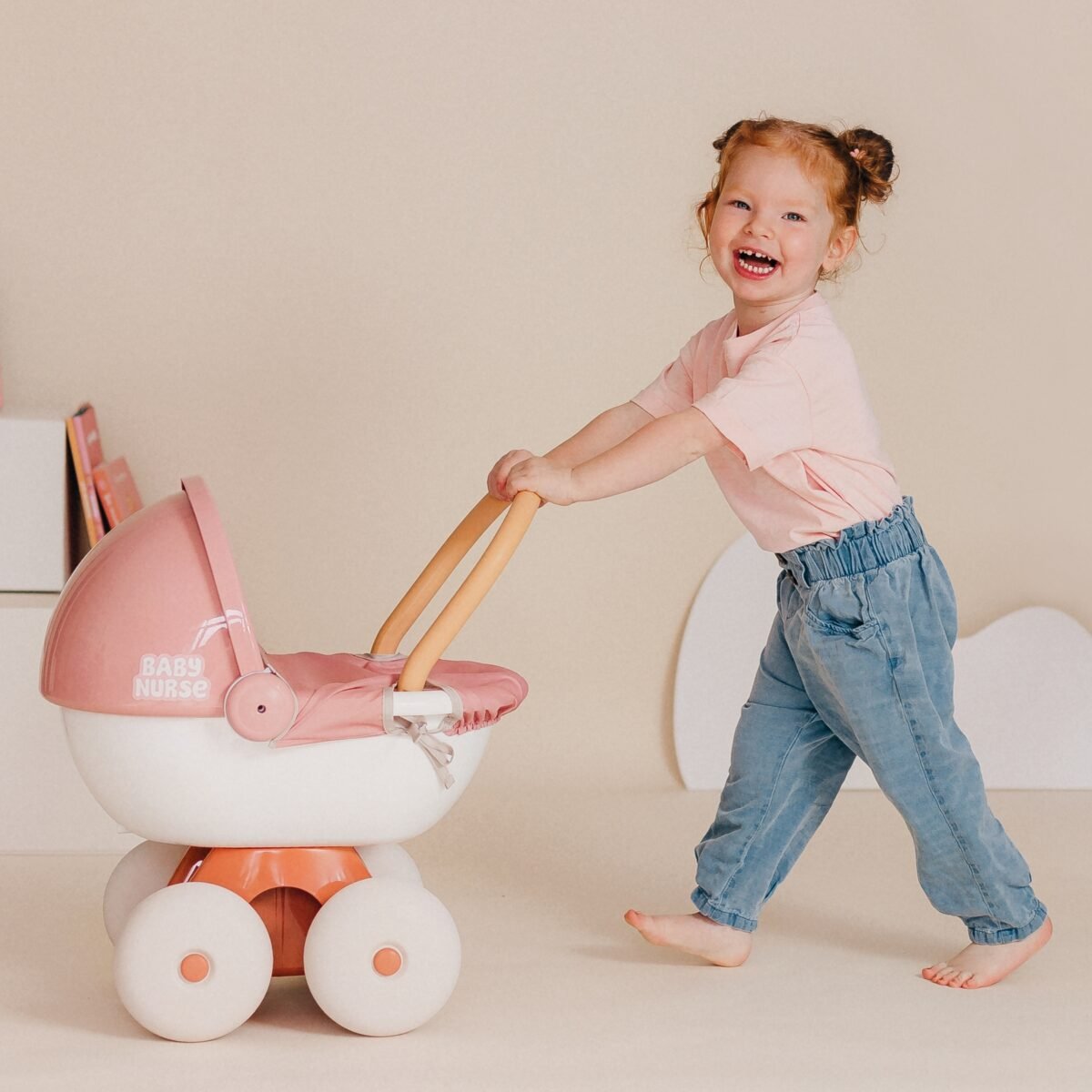 Gilus lėlių vežimėlis su plastikiniu lopšiu ir stogeliu – Paveikslėlis 3