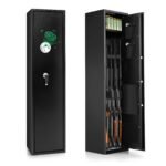 Ginklų seifas 5 šautuvams su elektroniniu užraktu ir pirštų atspaudų skaitytuvu (Juoda)