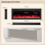 Integruojamas/Pakabinamas elektrinis židinys su išmaniuoju valdymu (Juoda)