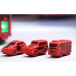 Interaktyvus gaisrinis automobilis su ištraukiamomis kopėčiomis ir vandens patranka