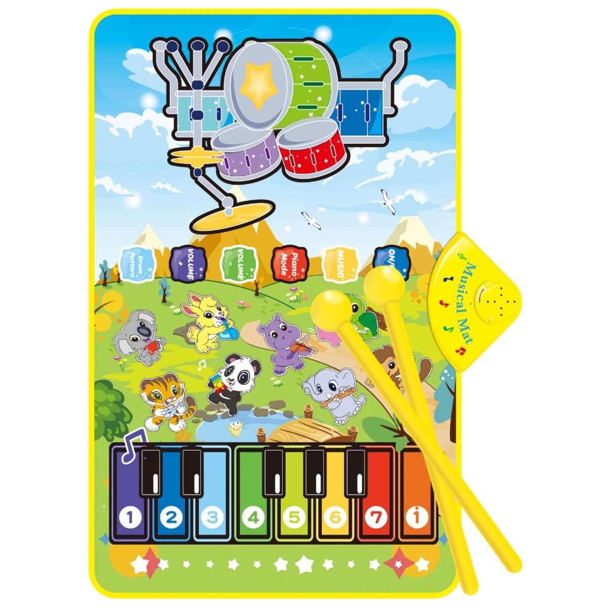 Interaktyvus gyvūnėlių muzikinis kilimėlis – pianinas ir būgnai – Paveikslėlis 8