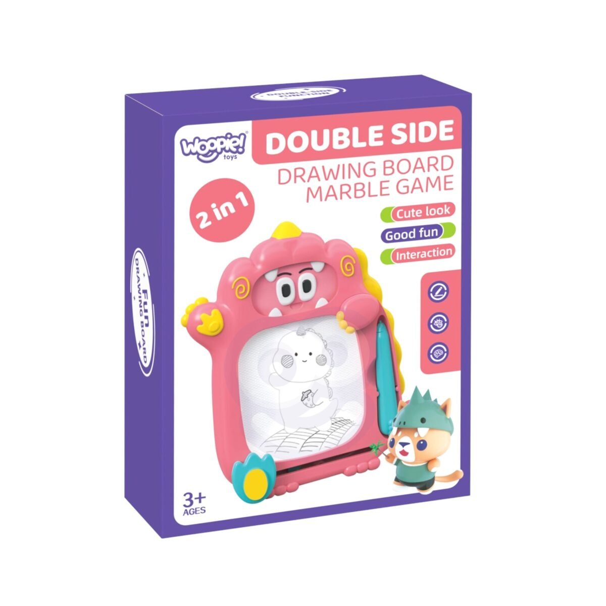 Išnykstančių piešinių magnetinė lenta 2in1 su Flipper miklumo žaidimu, rožinė – Paveikslėlis 6