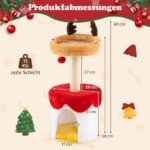 Kalėdinis draskymo medis katėms su guoliu ir sizalio stulpu 80 cm (Daugiaspalvė)