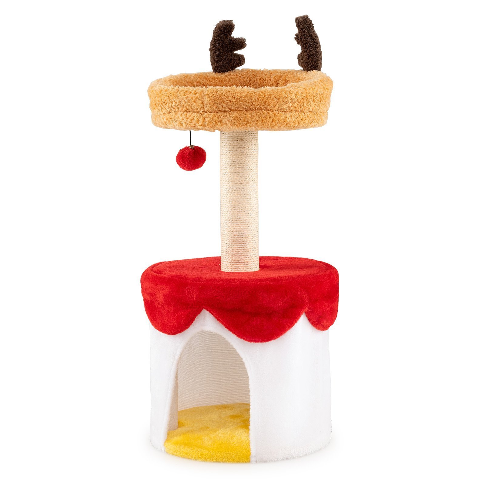 Kalėdinis draskymo medis su guoliu ir sizalio stulpu 80 cm (Daugiaspalvė)