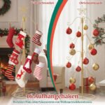 Kalėdinių kojinių ir ornamentų eglutės formos stovas su 16 kabliukų (Auksinė) – Paveikslėlis 3