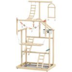 Keturių lygių paukščių žaidimų aikštelė su nerūdijančio plieno padėklu