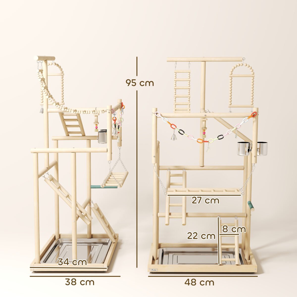 Keturių lygių paukščių žaidimų aikštelė su nerūdijančio plieno padėklu – Paveikslėlis 3