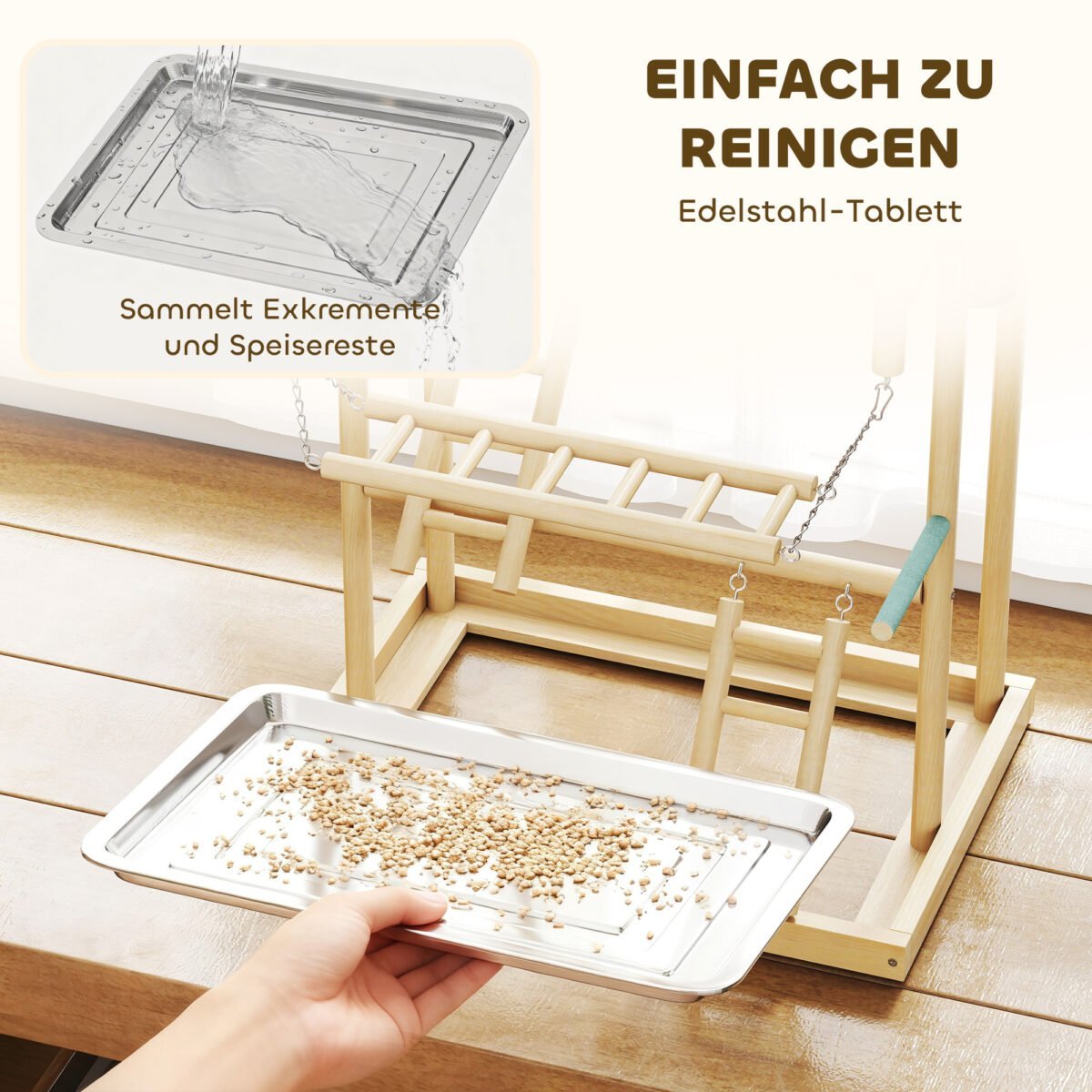 Keturių lygių paukščių žaidimų aikštelė su nerūdijančio plieno padėklu – Paveikslėlis 6