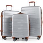 Kieto korpuso 3 dalių lagaminų komplektas su TSA užraktu (Sidabrinė)