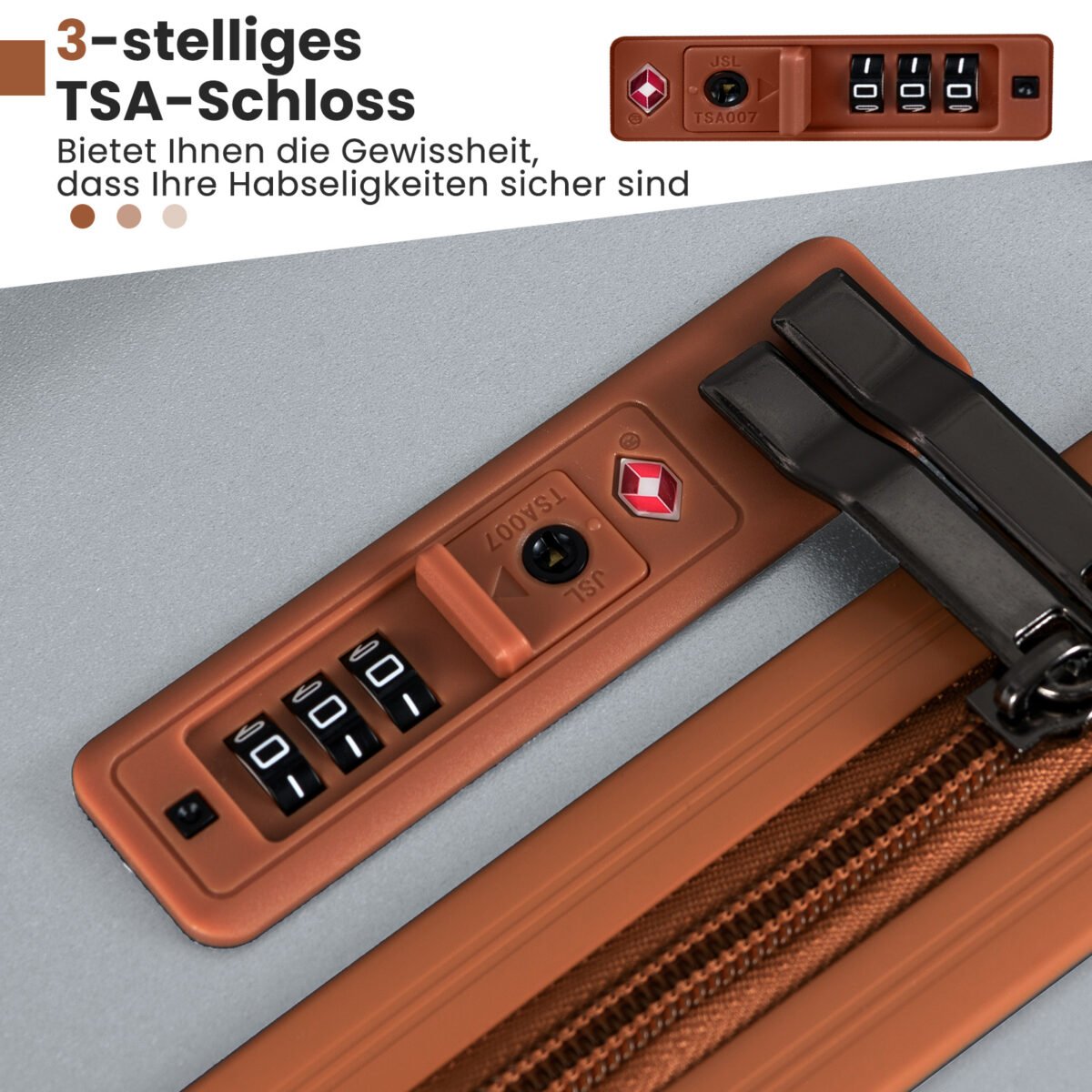 Kieto korpuso 3 dalių lagaminų komplektas su TSA užraktu (Sidabrinė)