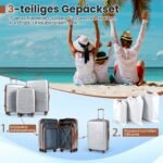 Kieto korpuso 3 dalių lagaminų komplektas su TSA užraktu (Sidabrinė) – Paveikslėlis 4