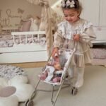 Klasikinis lėlių vežimėlis su meškiukų raštais – Paveikslėlis 2