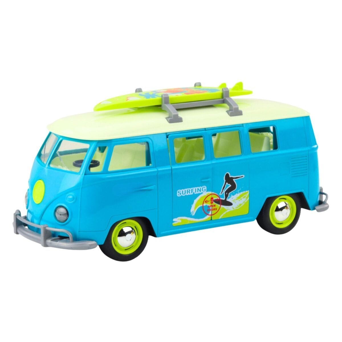 Klasikinis mėlynas banglentininko mikroautobusas su šviesos ir garso efektais – Paveikslėlis 3