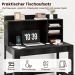 Kompiuterio stalas su antstatu ir integruotais elektros lizdais (Juoda) – Paveikslėlis 3