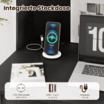 Kompiuterio stalas su antstatu ir integruotais elektros lizdais (Juoda) – Paveikslėlis 4