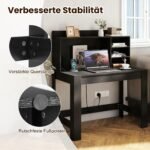 Kompiuterio stalas su antstatu ir integruotais elektros lizdais (Juoda) – Paveikslėlis 5