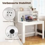 Kompiuterio stalas su viršutiniu skyriumi ir integruota įkrovimo stotele (Balta)