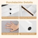 Kosmetinis staliukas su LED veidrodžiu paminkštintu pufu ir integruotais lizdais (Balta) – Paveikslėlis 4