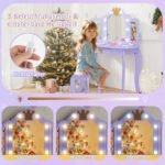 Kosmetinis staliukas vaikams su trigubu veidrodžiu ir LED apšvietimu (Alyvinė) – Paveikslėlis 5