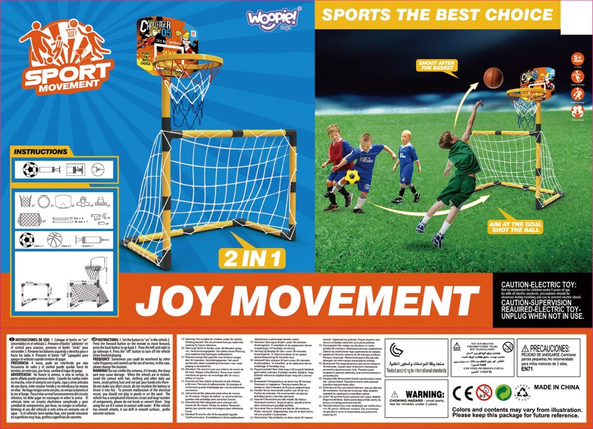 Krepšinio ir futbolo 2in1 rinkinys su kamuoliais ir pompa – Paveikslėlis 13