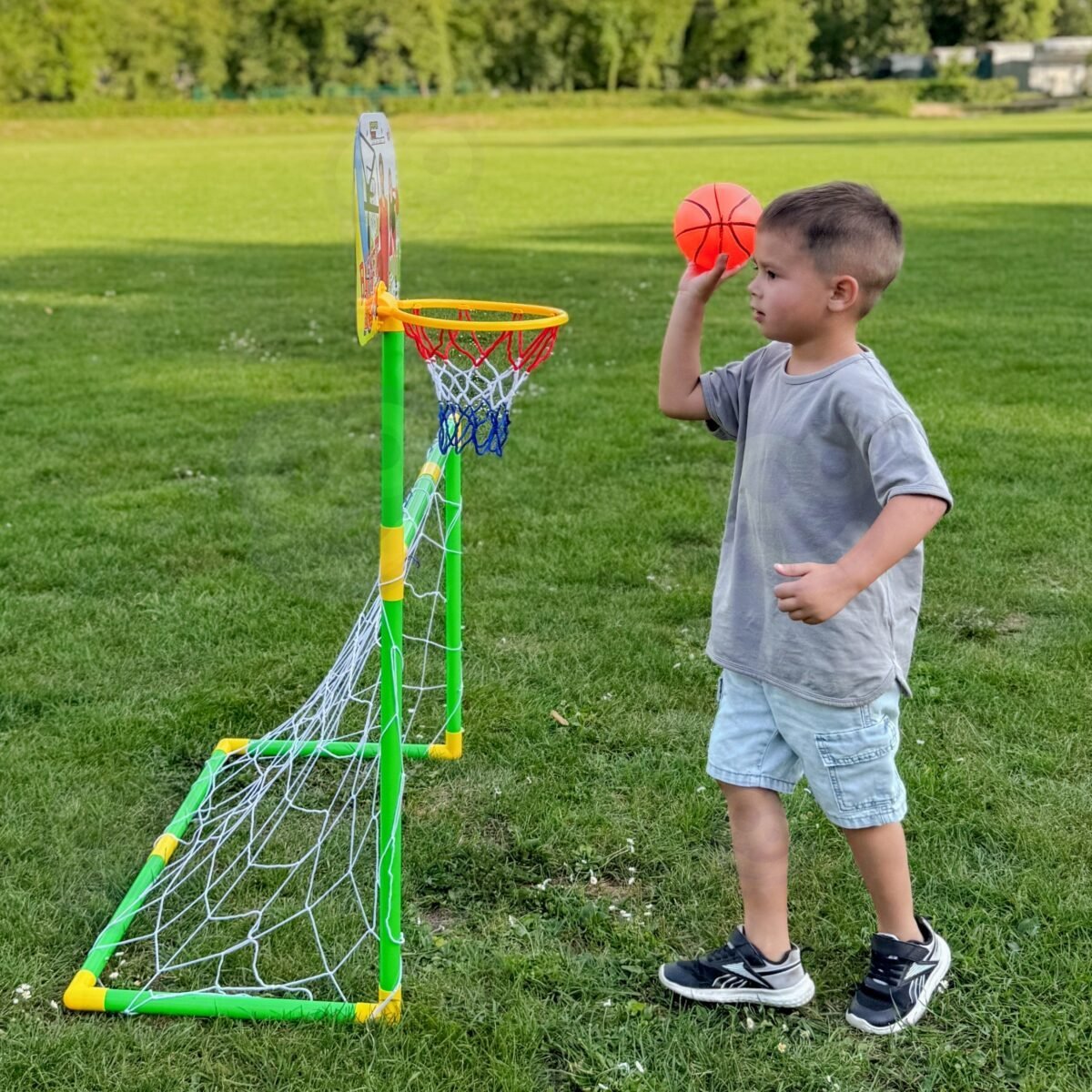 Krepšinio ir futbolo rinkinys 2in1 su kamuoliais – Paveikslėlis 2