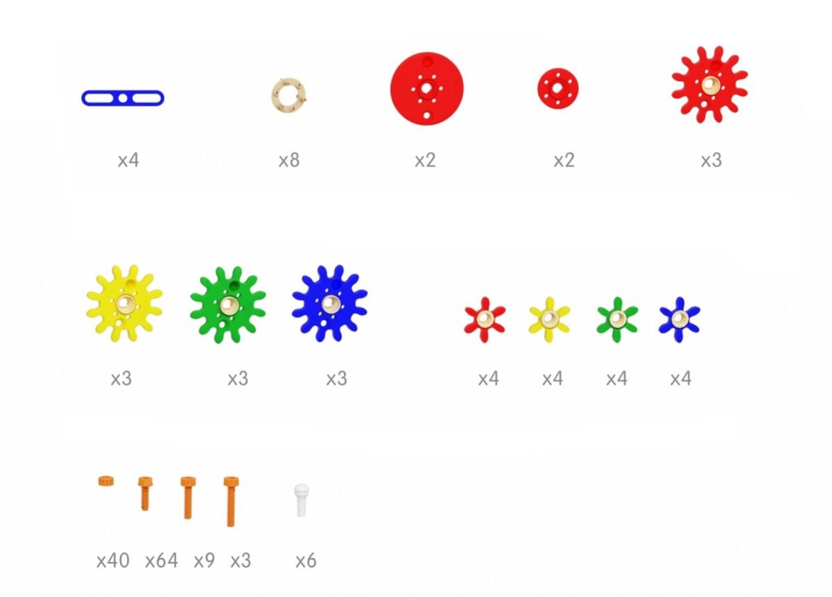 Krumpliaračių ir mechanizmų priedų rinkinys STEAM sienelėms, 198 dalių – Paveikslėlis 14