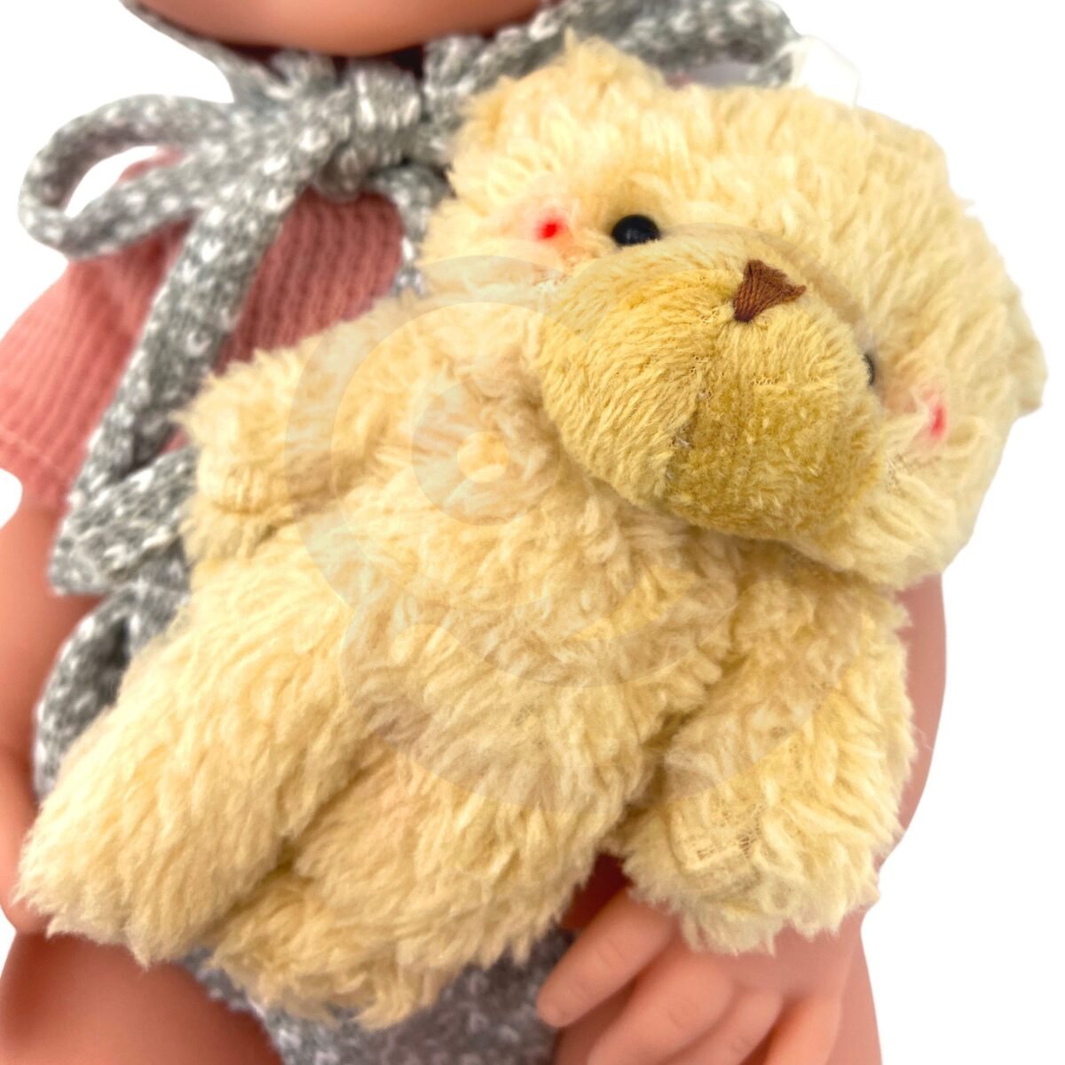 Kūdikio lėlė su rūbeliais, meškiuku ir maitinimo priedais – Paveikslėlis 12