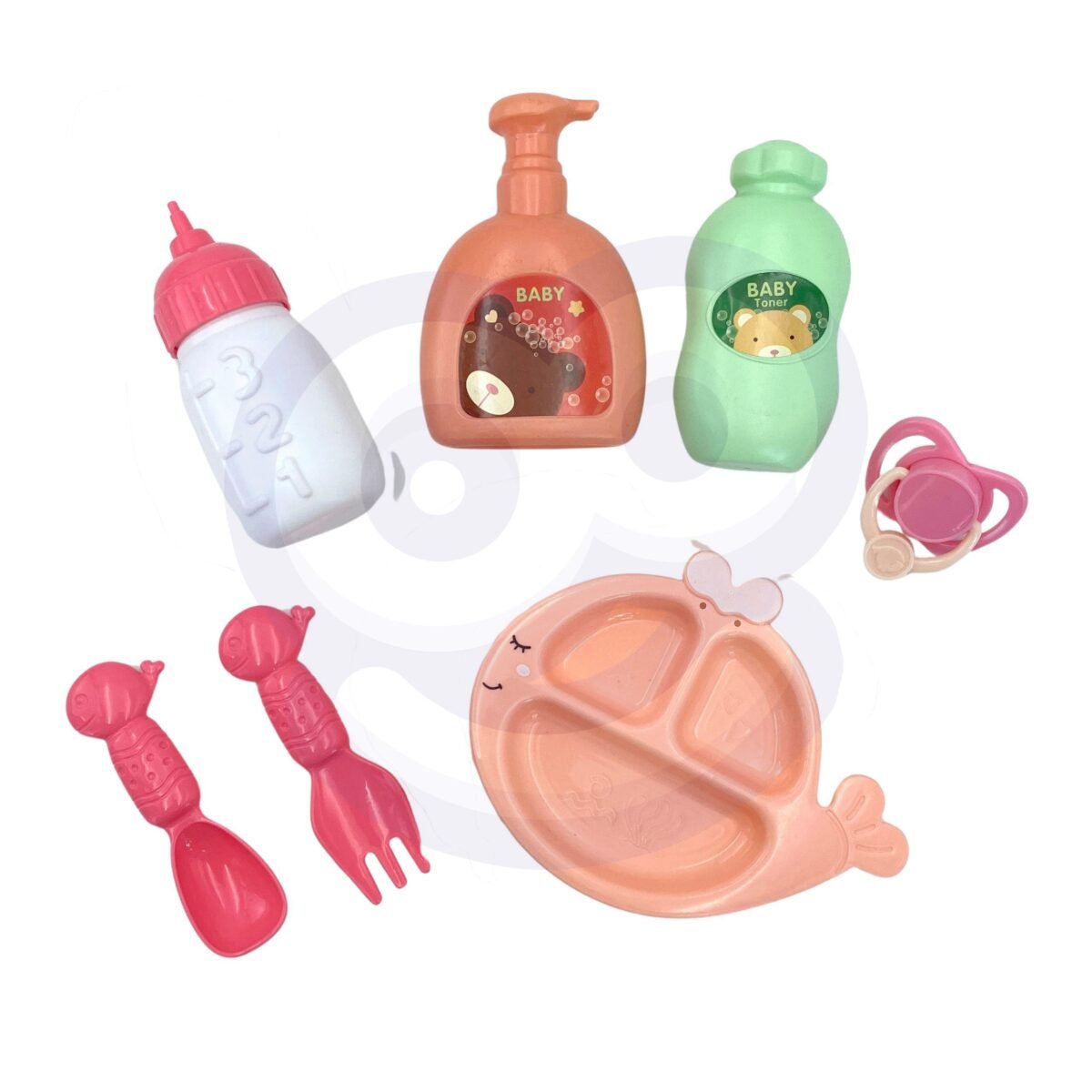 Kūdikio lėlė su rūbeliais, meškiuku ir maitinimo priedais – Paveikslėlis 13