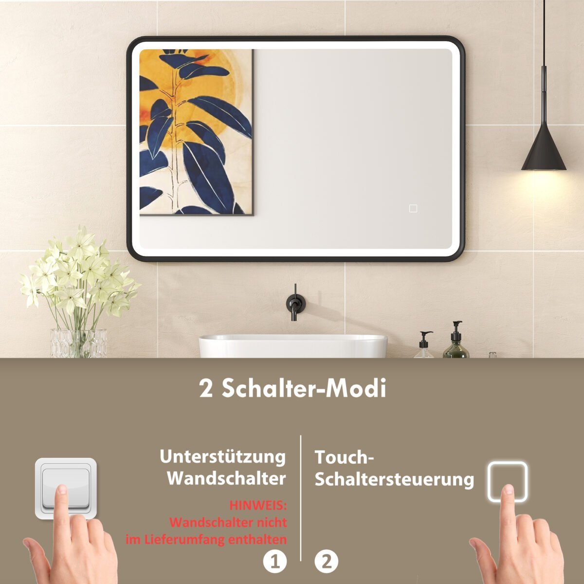 LED vonios veidrodis su reguliuojama šviesa ir apsauga nuo rasojimo – Paveikslėlis 8