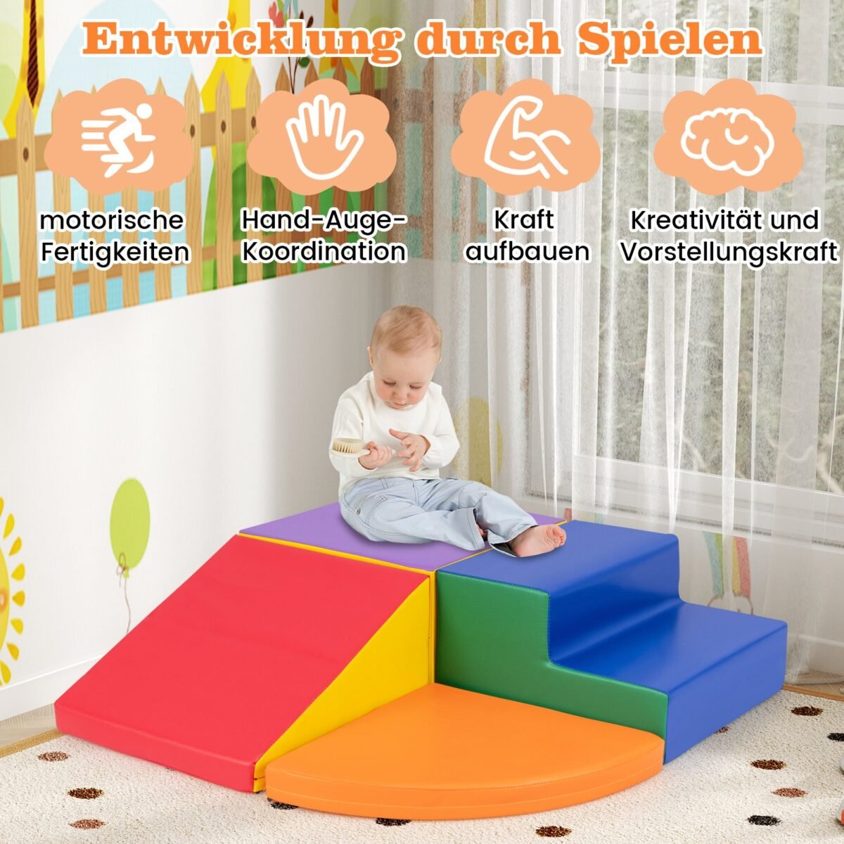 Laipiojimo ir žaidimų 4 dalių putplasčio blokų rinkinys (Įvairiaspalvis) – Paveikslėlis 3