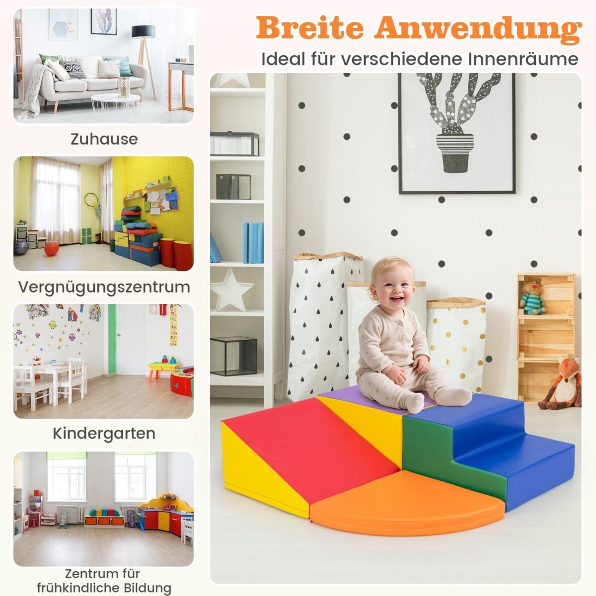 Laipiojimo ir žaidimų 4 dalių putplasčio blokų rinkinys (Įvairiaspalvis) – Paveikslėlis 4