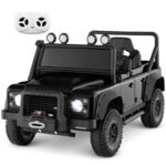 Land Rover Defender Licencijuotas Elektromobilis su Tėvų Valdymu Vaikams (Juoda)