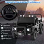Land Rover Defender licencijuotas elektromobilis su tėvų valdymu pultu (Juoda)