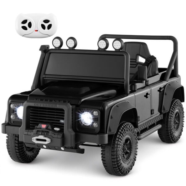 Land Rover Defender Licencijuotas Elektromobilis su Tėvų Valdymu Vaikams (Juoda)