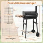 Lauko anglinis grilius su sulankstomu šoniniu staleliu ir termostatu (Juoda) – Paveikslėlis 2