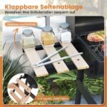 Lauko anglinis grilius su sulankstomu šoniniu staleliu ir termostatu (Juoda) – Paveikslėlis 5