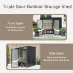 Lauko metalinis sandėliukas su dviem durimis ir nuožulniu stogu (Tamsiai pilka) – Paveikslėlis 5