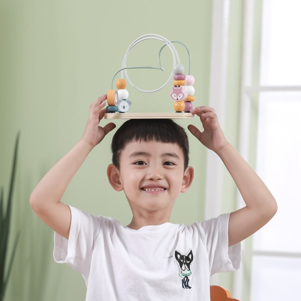 Lavinamasis medinis karoliukų labirintas su gyvūnėliais – Paveikslėlis 5