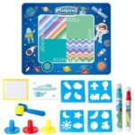 Lavinamasis vandeninis piešimo kilimėlis kosmoso tema, mėlynas, 100x80 cm – Paveikslėlis 5