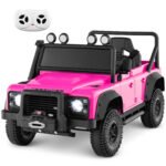 Licencijuotas Land Rover Defender Elektromobilis Vaikams su nuotolinio valdymo pultu (Rožinė)