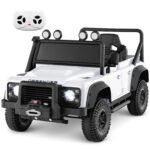 Licencijuotas Land Rover Defender elektromobilis vaikams su nuotoliniu valdymu (Balta)