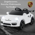 Porsche 12V vaikiškas elektromobilis su nuotoliniu valdymu ir švelnaus starto funkcija (Balta) – Paveikslėlis 3