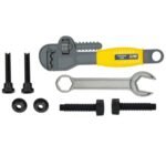 Mažojo meistro įrankių rinkinys su reguliuojamu vamzdžių raktu ir priedais – Paveikslėlis 2