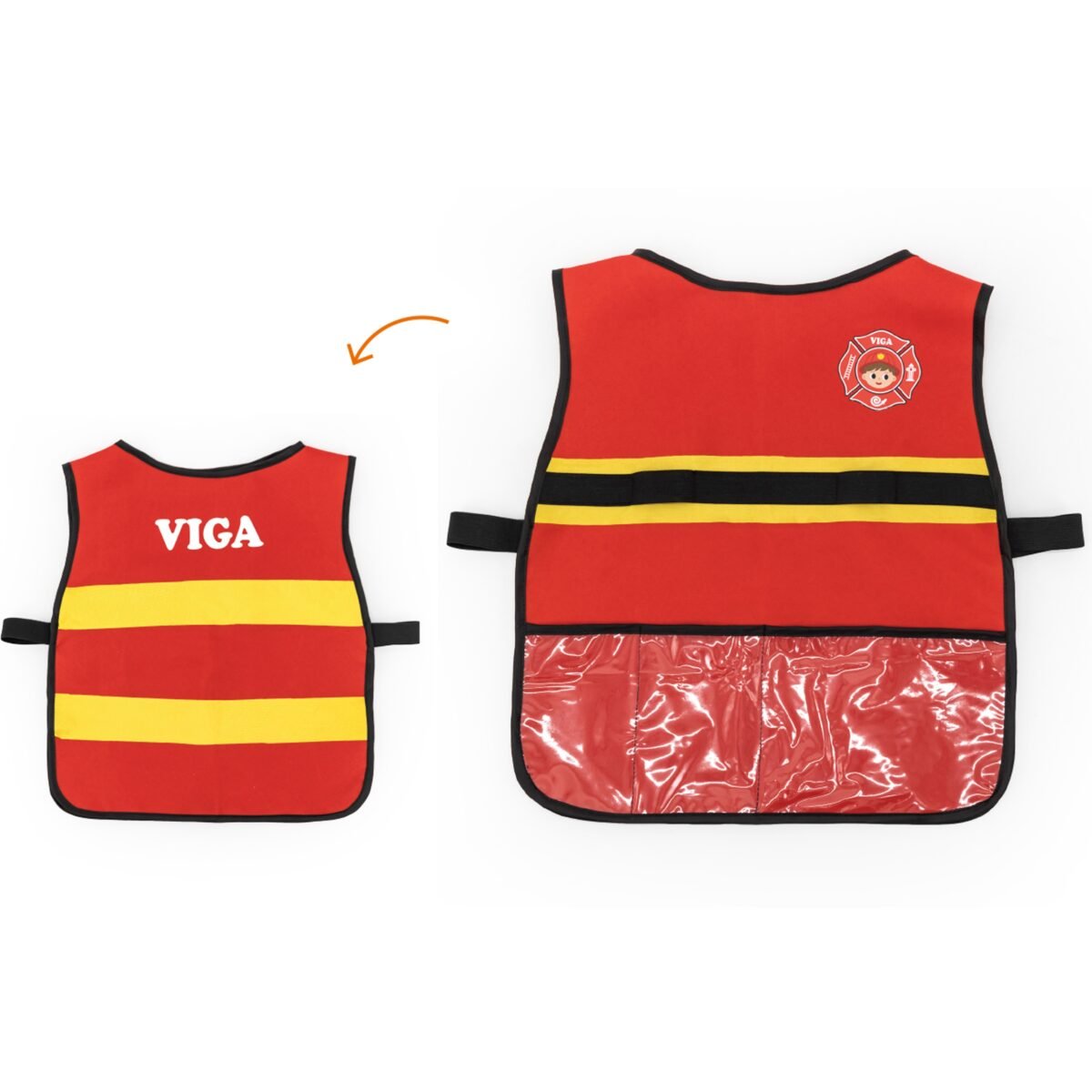 Mažojo ugniagesio rinkinys su liemene ir 7 mediniais priedais – Paveikslėlis 3