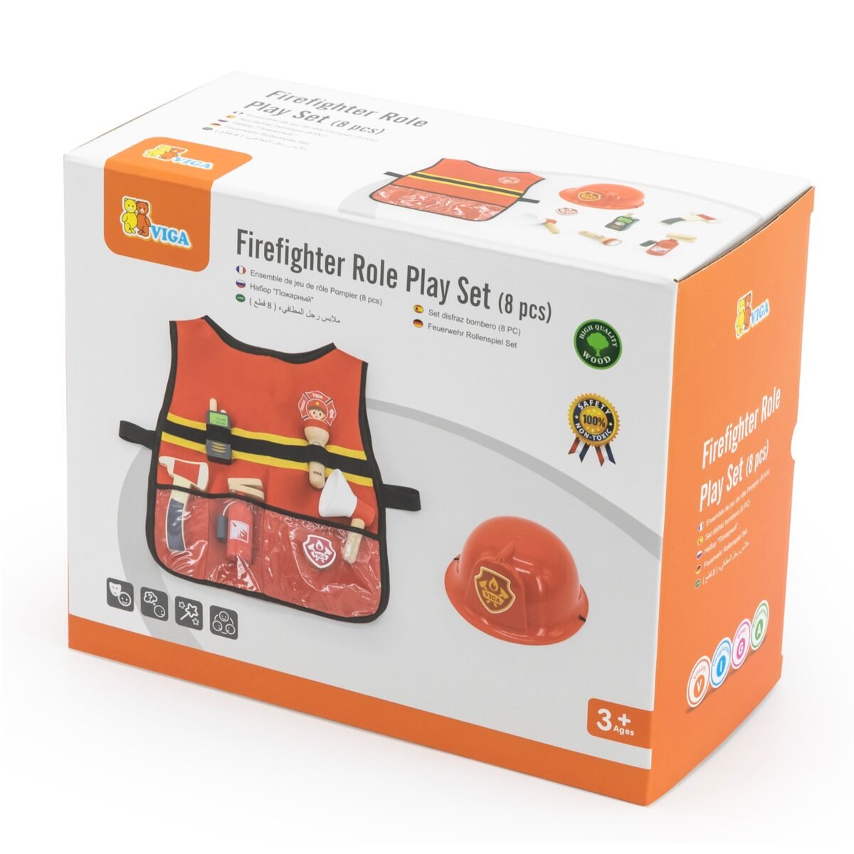 Mažojo ugniagesio rinkinys su liemene ir 7 mediniais priedais – Paveikslėlis 6