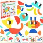 Medinė Montessori lavinamoji dėlionė su 55 detalėmis ir 40 paveikslėlių