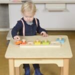 Medinė Montessori spalvų ir dydžių dėlionė su rankenėlėmis